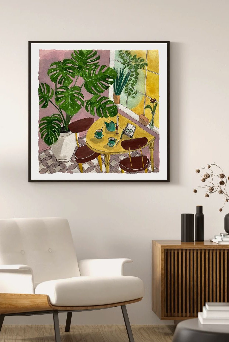 Aesthetic Mid Century Modern Living Room Photography Wall Art Frame Mockup Instagram Post Portrait (1) Montse Roldós, l'art que inspira